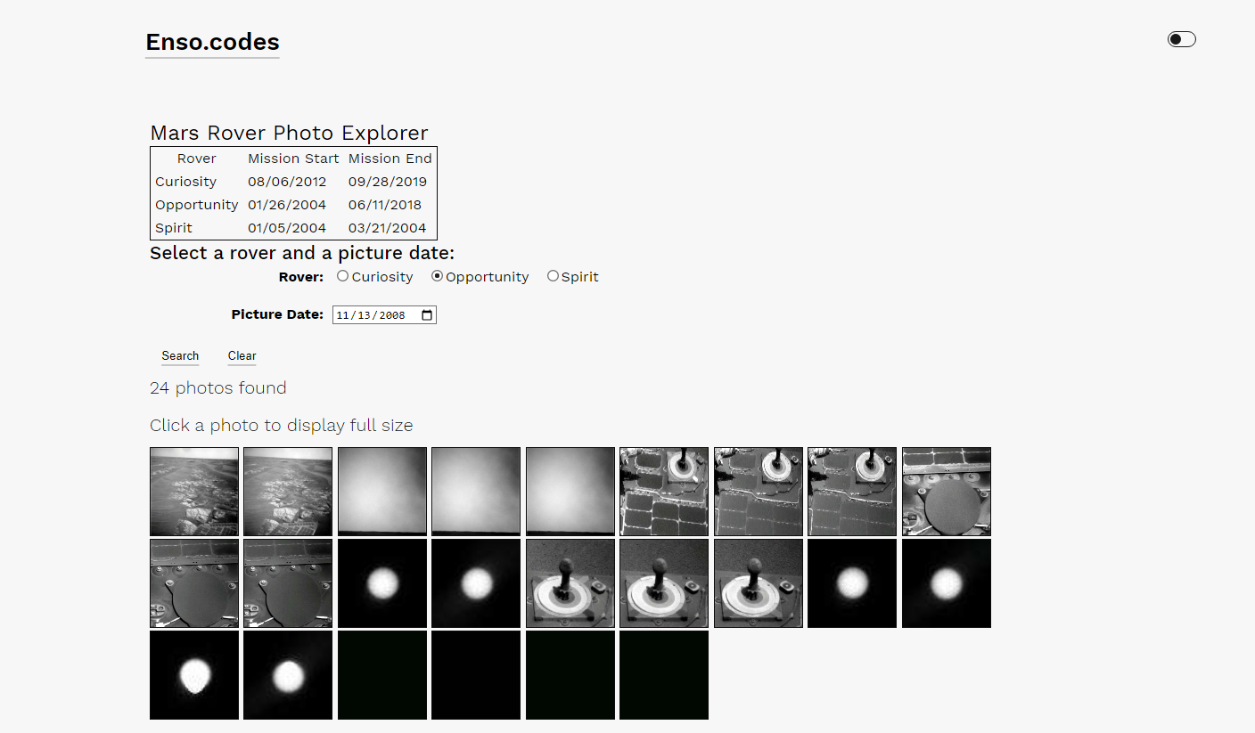 Preview of Mars Rover AJAX Calls